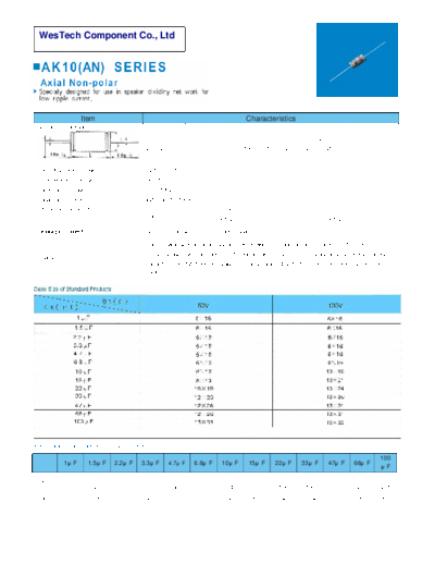 WT [WesTech] WT [non-polar axial] AN Series  . Electronic Components Datasheets Passive components capacitors WT [WesTech] WT [non-polar axial] AN Series.pdf