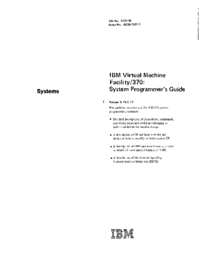 IBM GC20-1807-7 VM370 System Programmers Guide Rel 6 4-81  IBM 370 VM_370 Release_6 GC20-1807-7_VM370_System_Programmers_Guide_Rel_6_4-81.pdf