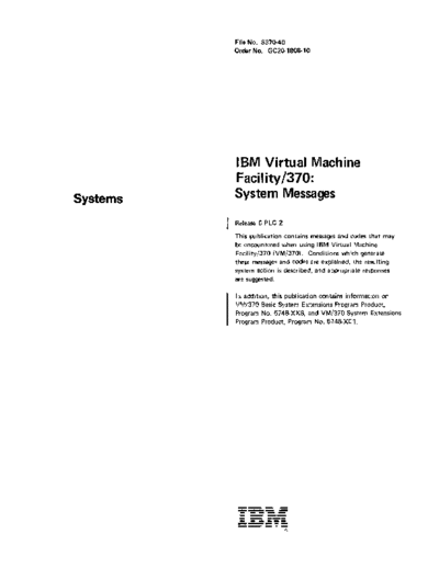 IBM GC20-1808-10_VM370_System_Messages_Rel_6_PLC_2_Jun79  IBM 370 VM_370 Release_6 GC20-1808-10_VM370_System_Messages_Rel_6_PLC_2_Jun79.pdf