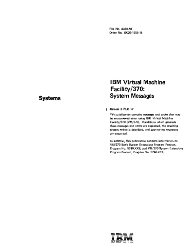 IBM GC20-1808-11 VM370 System Messages Rel 6 PLC 17 Apr81  IBM 370 VM_370 Release_6 GC20-1808-11_VM370_System_Messages_Rel_6_PLC_17_Apr81.pdf