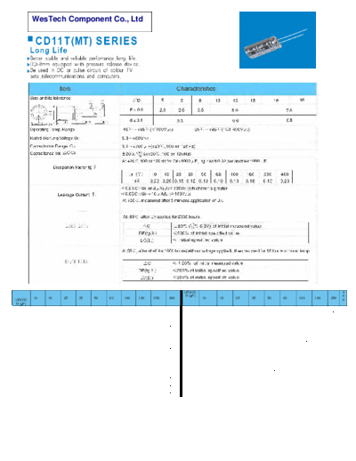 WT [WesTech] WT [radial thru-hole] MT Series  . Electronic Components Datasheets Passive components capacitors WT [WesTech] WT [radial thru-hole] MT Series.pdf