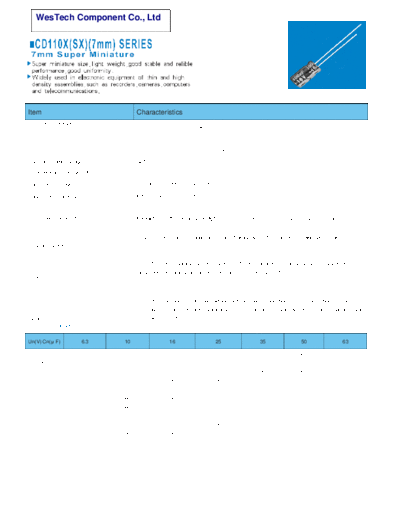 WT [WesTech] WT [radial thru-hole] SX Series  . Electronic Components Datasheets Passive components capacitors WT [WesTech] WT [radial thru-hole] SX Series.pdf