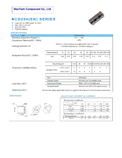 WT [WesTech] WT [snap-in] SK Series  . Electronic Components Datasheets Passive components capacitors WT [WesTech] WT [snap-in] SK Series.pdf