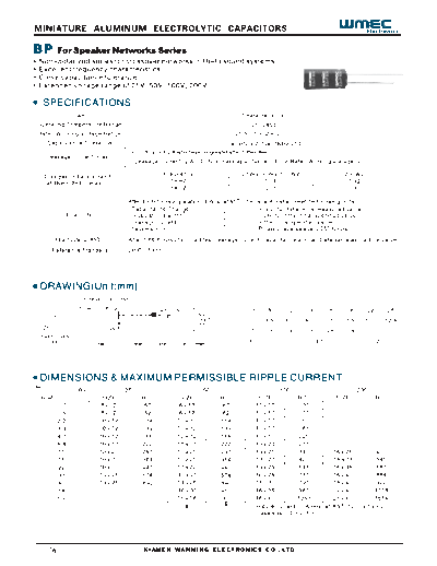 Wmec [non-polar radial] BP Series  . Electronic Components Datasheets Passive components capacitors Wmec Wmec [non-polar radial] BP Series.pdf