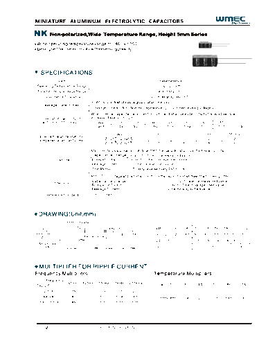 Wmec [non-polar radial] NK Series  . Electronic Components Datasheets Passive components capacitors Wmec Wmec [non-polar radial] NK Series.pdf