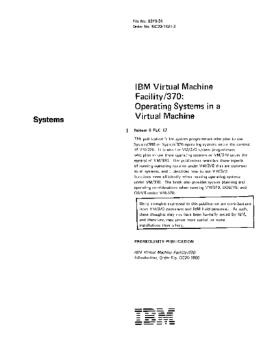 IBM GC20-1821-3 VM370 Operating Systems in a Virtual Machine Rel 6 PLC 17 Apr81  IBM 370 VM_370 Release_6 GC20-1821-3_VM370_Operating_Systems_in_a_Virtual_Machine_Rel_6_PLC_17_Apr81.pdf