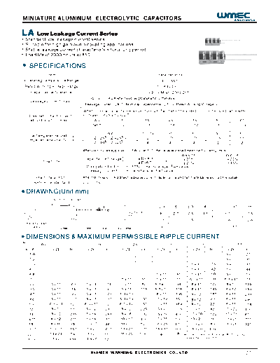 Wmec [radial thru-hole] LA Series  . Electronic Components Datasheets Passive components capacitors Wmec Wmec [radial thru-hole] LA Series.pdf