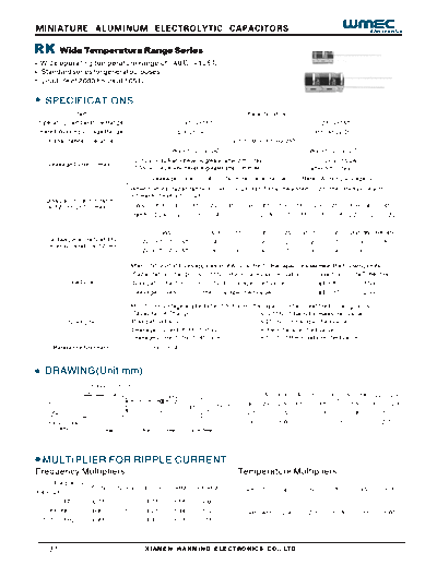 Wmec [radial thru-hole] RK Series  . Electronic Components Datasheets Passive components capacitors Wmec Wmec [radial thru-hole] RK Series.pdf