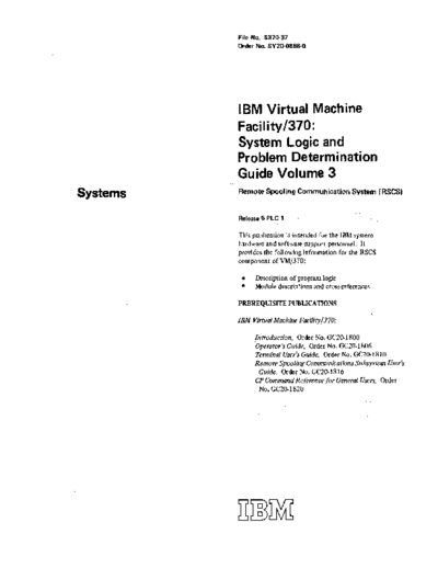 IBM SY20-0888-1 VM370 Rel 5 Vol 3 Dec77  IBM 370 VM_370 plm SY20-0888-1_VM370_Rel_5_Vol_3_Dec77.pdf