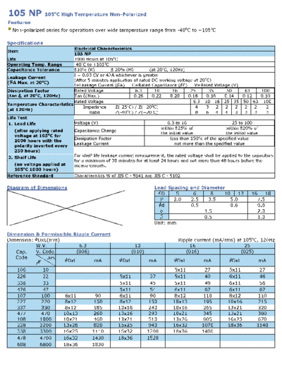 Wincap [non-polar radial] 105NP Series  . Electronic Components Datasheets Passive components capacitors Wincap Wincap [non-polar radial] 105NP Series.pdf