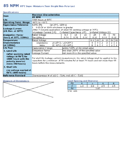 Wincap [non-polar radial] 85NPM Series  . Electronic Components Datasheets Passive components capacitors Wincap Wincap [non-polar radial] 85NPM Series.pdf