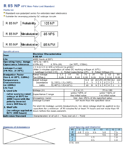 Wincap [non-polar radial] R85NP Series  . Electronic Components Datasheets Passive components capacitors Wincap Wincap [non-polar radial] R85NP Series.pdf