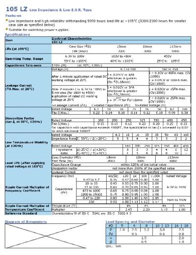 Wincap [radial thru-hole] 105LZ Series  . Electronic Components Datasheets Passive components capacitors Wincap Wincap [radial thru-hole] 105LZ Series.pdf