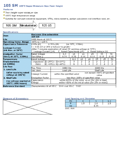 Wincap [radial thru-hole] 105SM Series  . Electronic Components Datasheets Passive components capacitors Wincap Wincap [radial thru-hole] 105SM Series.pdf