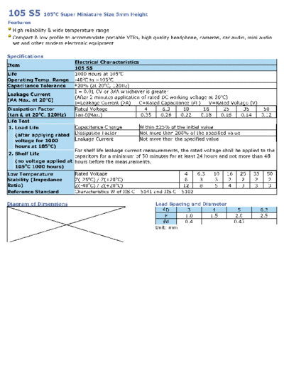 Wincap [radial thru-hole] 105S5 Series  . Electronic Components Datasheets Passive components capacitors Wincap Wincap [radial thru-hole] 105S5 Series.pdf