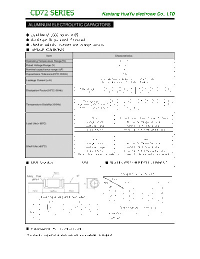 TF [Nantong Hua Yu] TF Hua-Yu [bi-polar axial] CD72 Series  . Electronic Components Datasheets Passive components capacitors TF [Nantong Hua Yu] TF Hua-Yu [bi-polar axial] CD72 Series.pdf