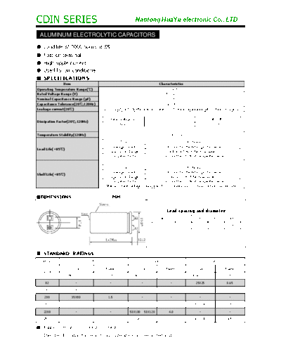 TF [Nantong Hua Yu] TF Hua-Yu [quick-connect] CDIN Series  . Electronic Components Datasheets Passive components capacitors TF [Nantong Hua Yu] TF Hua-Yu [quick-connect] CDIN Series.pdf