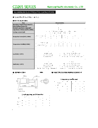 TF [Nantong Hua Yu] TF Hua-Yu [radial thru-hole] CD265 Series  . Electronic Components Datasheets Passive components capacitors TF [Nantong Hua Yu] TF Hua-Yu [radial thru-hole] CD265 Series.pdf