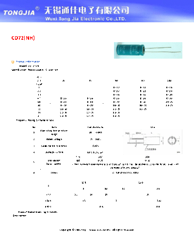 TJ [Tongjia] TJ [non-polar radial] NH Series  . Electronic Components Datasheets Passive components capacitors TJ [Tongjia] TJ [non-polar radial] NH Series.pdf