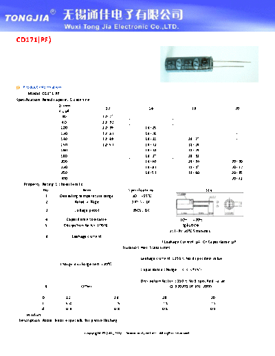 TJ [Tongjia] TJ [radial thru-hole] PF Series  . Electronic Components Datasheets Passive components capacitors TJ [Tongjia] TJ [radial thru-hole] PF Series.pdf