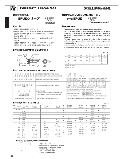 TK [Toshin Kogyo] TK [bi-polar radial] BPUE Series  . Electronic Components Datasheets Passive components capacitors TK [Toshin Kogyo] TK [bi-polar radial] BPUE Series.pdf