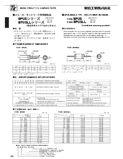 TK [Toshin Kogyo] TK [radial] BPUS-BPUSLL Series  . Electronic Components Datasheets Passive components capacitors TK [Toshin Kogyo] TK [radial] BPUS-BPUSLL Series.pdf