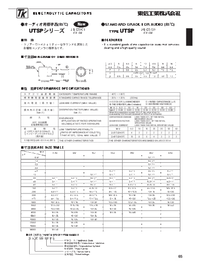 TK [Toshin Kogyo] TK [radial] UTSP Series  . Electronic Components Datasheets Passive components capacitors TK [Toshin Kogyo] TK [radial] UTSP Series.pdf