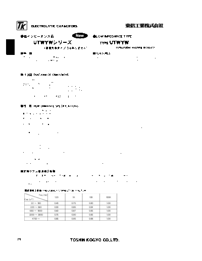 TK [Toshin Kogyo] TK [radial] UTWYW Series  . Electronic Components Datasheets Passive components capacitors TK [Toshin Kogyo] TK [radial] UTWYW Series.pdf