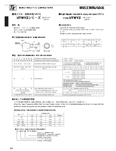 TK [Toshin Kogyo] TK [radial] UTWYZ Series  . Electronic Components Datasheets Passive components capacitors TK [Toshin Kogyo] TK [radial] UTWYZ Series.pdf