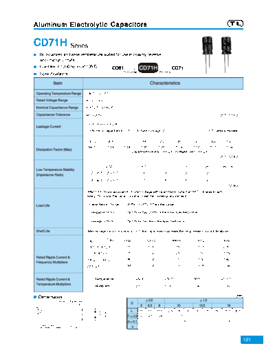 TL [Jiangxi Telexon] TL (2006)  [bi-polar radial] CD71H Series  . Electronic Components Datasheets Passive components capacitors TL [Jiangxi Telexon] TL (2006)  [bi-polar radial] CD71H Series.pdf