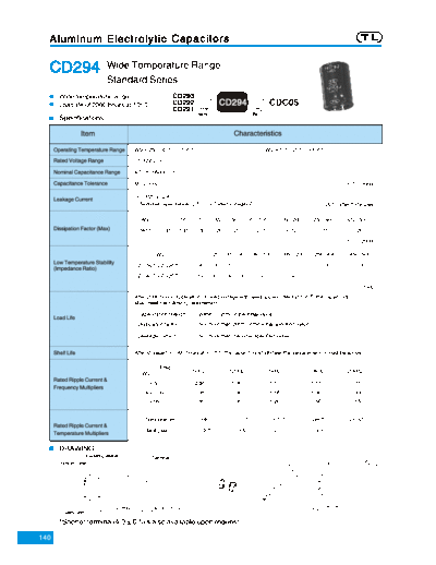 TL [Jiangxi Telexon] TL (2006)  [snap-in] CD294 Series  . Electronic Components Datasheets Passive components capacitors TL [Jiangxi Telexon] TL (2006)  [snap-in] CD294 Series.pdf