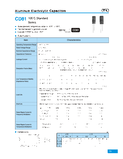 TL [Jiangxi Telexon] TL (2006)  [radial thru-hole] CD81 Series  . Electronic Components Datasheets Passive components capacitors TL [Jiangxi Telexon] TL (2006)  [radial thru-hole] CD81 Series.pdf