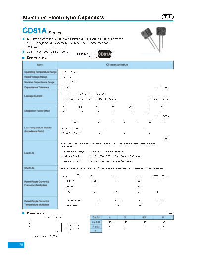 TL [Jiangxi Telexon] TL (2006)  [radial thru-hole] CD81A Series  . Electronic Components Datasheets Passive components capacitors TL [Jiangxi Telexon] TL (2006)  [radial thru-hole] CD81A Series.pdf