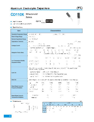 TL [Jiangxi Telexon] TL (2006)  [radial thru-hole] CD110X Series  . Electronic Components Datasheets Passive components capacitors TL [Jiangxi Telexon] TL (2006)  [radial thru-hole] CD110X Series.pdf