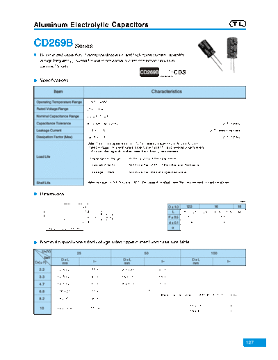 TL [Jiangxi Telexon] TL (2006)  [radial thru-hole] CD269B Series  . Electronic Components Datasheets Passive components capacitors TL [Jiangxi Telexon] TL (2006)  [radial thru-hole] CD269B Series.pdf