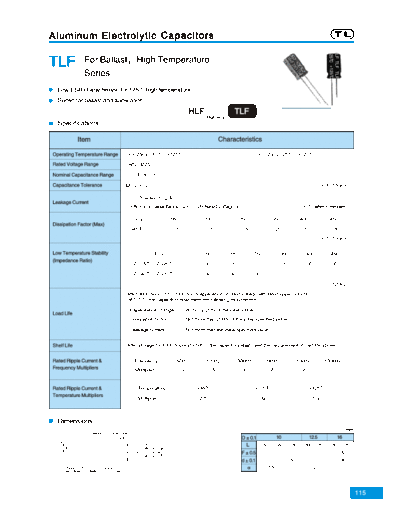TL [Jiangxi Telexon] TL (2006)  [radial thru-hole] TL (2006) F Series  . Electronic Components Datasheets Passive components capacitors TL [Jiangxi Telexon] TL (2006)  [radial thru-hole] TL (2006) F Series.pdf