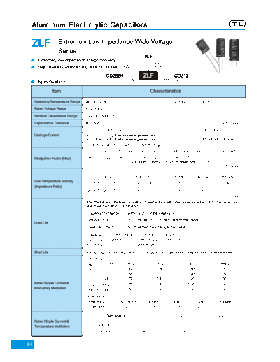 TL [Jiangxi Telexon] TL (2006)  [radial thru-hole] ZLF Series  . Electronic Components Datasheets Passive components capacitors TL [Jiangxi Telexon] TL (2006)  [radial thru-hole] ZLF Series.pdf