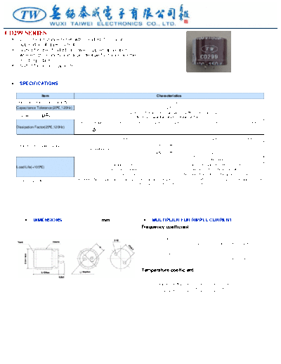 TW [Wuxi Taiwei] TW [snap-in] CD299 Series  . Electronic Components Datasheets Passive components capacitors TW [Wuxi Taiwei] TW [snap-in] CD299 Series.pdf