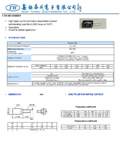 TW [Wuxi Taiwei] TW [radial thru-hole] CD11H (CD288H) Series  . Electronic Components Datasheets Passive components capacitors TW [Wuxi Taiwei] TW [radial thru-hole] CD11H (CD288H) Series.pdf