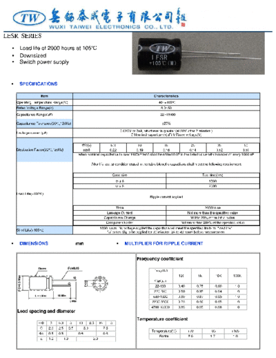 TW [Wuxi Taiwei] TW [radial thru-hole] LESR Series  . Electronic Components Datasheets Passive components capacitors TW [Wuxi Taiwei] TW [radial thru-hole] LESR Series.pdf
