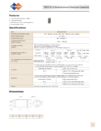 Topmay [lug-terminal] TMCE19-LG Series  . Electronic Components Datasheets Passive components capacitors Topmay Topmay [lug-terminal] TMCE19-LG Series.pdf
