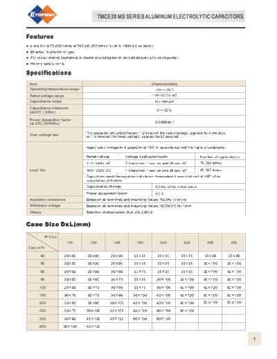 Topmay [lug-terminal] TMCE20-MS Series  . Electronic Components Datasheets Passive components capacitors Topmay Topmay [lug-terminal] TMCE20-MS Series.pdf