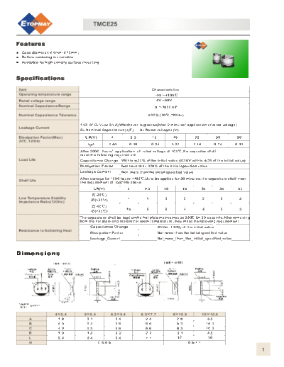 Topmay [smd] TMCE25 Series  . Electronic Components Datasheets Passive components capacitors Topmay Topmay [smd] TMCE25 Series.pdf