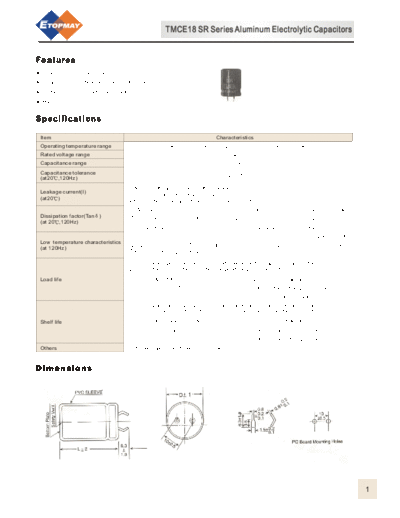 Topmay [snap-in] TMCE18-SR Series  . Electronic Components Datasheets Passive components capacitors Topmay Topmay [snap-in] TMCE18-SR Series.pdf