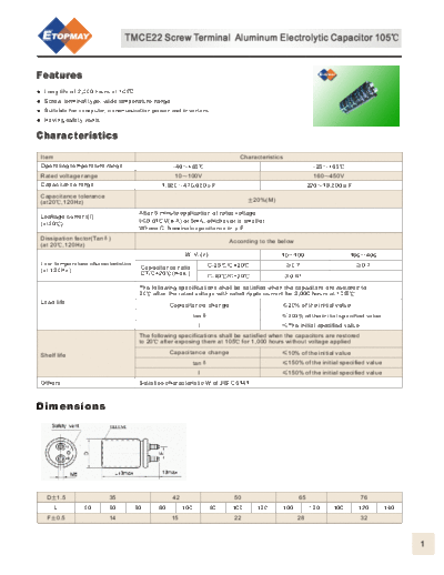 Topmay [screw-terminal] TMCE22-LR Series  . Electronic Components Datasheets Passive components capacitors Topmay Topmay [screw-terminal] TMCE22-LR Series.pdf