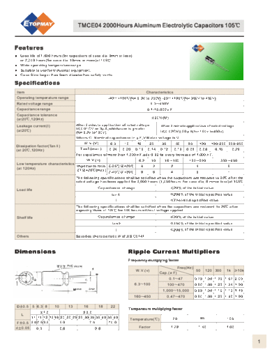 Topmay [radial thru-hole] TMCE04-GR Series  . Electronic Components Datasheets Passive components capacitors Topmay Topmay [radial thru-hole] TMCE04-GR Series.pdf
