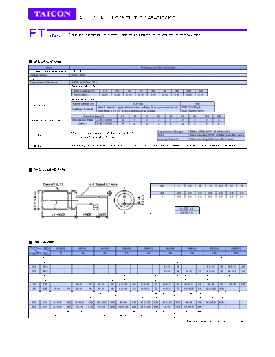 Taicon [bi-polar radial] ET Series  . Electronic Components Datasheets Passive components capacitors Taicon Taicon [bi-polar radial] ET Series.pdf
