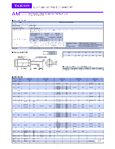 Taicon [radial thru-hole] AM Series  . Electronic Components Datasheets Passive components capacitors Taicon Taicon [radial thru-hole] AM Series.pdf