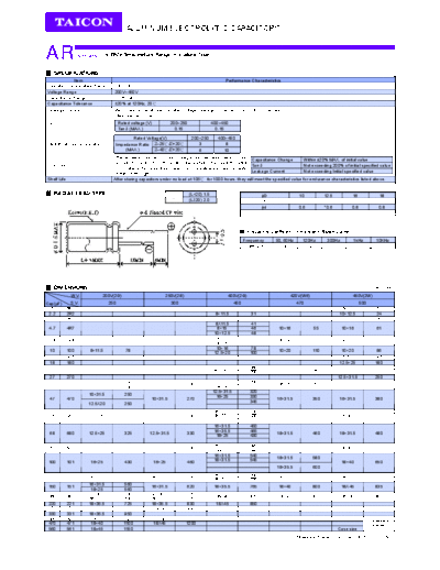 Taicon [radial thru-hole] AR Series  . Electronic Components Datasheets Passive components capacitors Taicon Taicon [radial thru-hole] AR Series.pdf