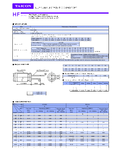 Taicon [radial thru-hole] HF Series  . Electronic Components Datasheets Passive components capacitors Taicon Taicon [radial thru-hole] HF Series.pdf